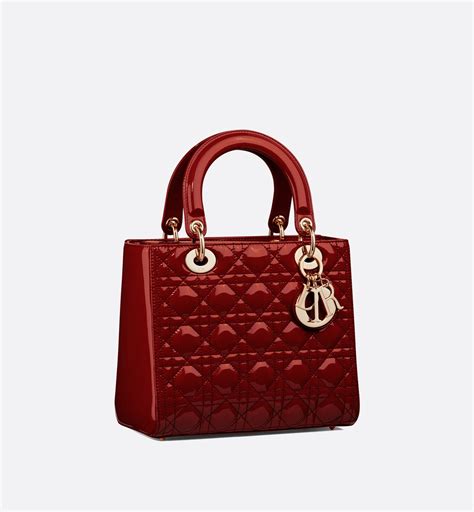 medium lady dior cherry red|medium Lady Dior bag.